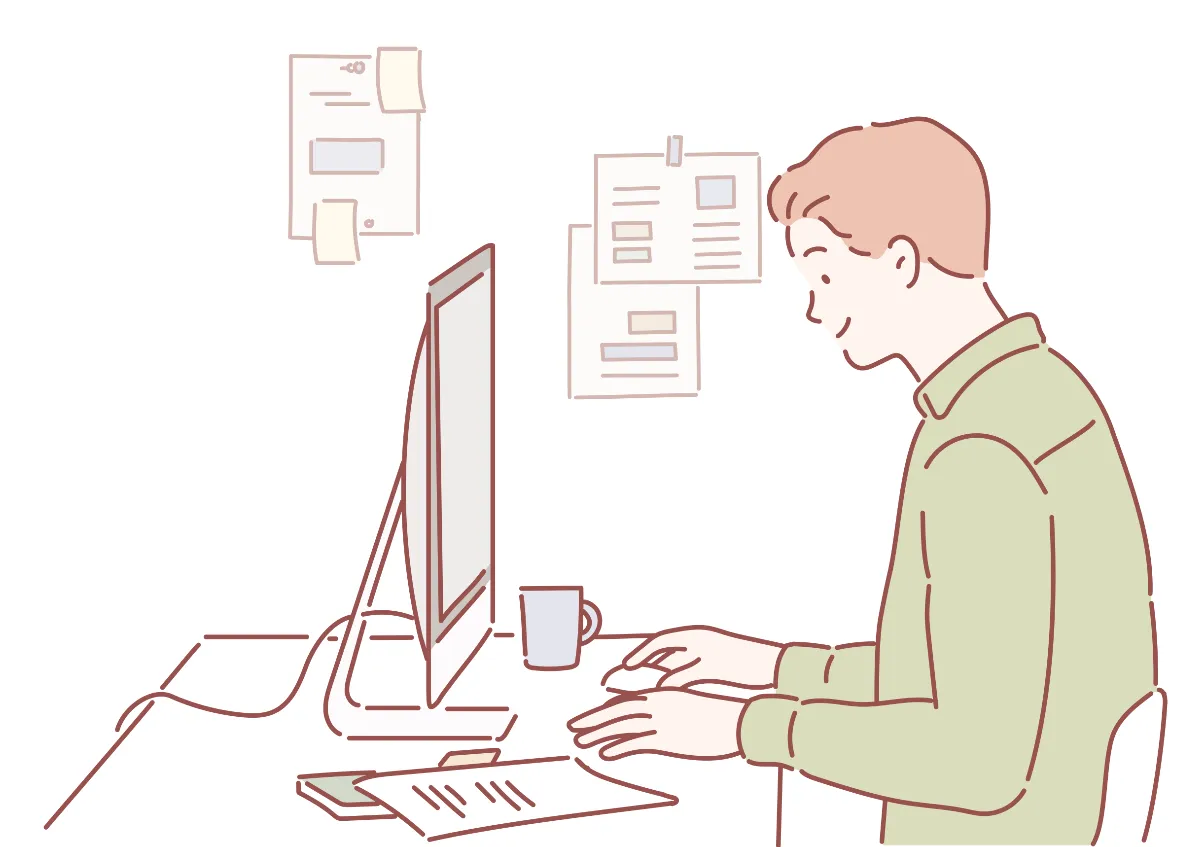 ノートパソコンを操作する男性