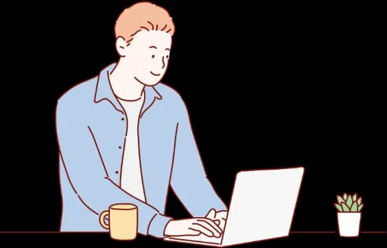 パソコンを操作する男性